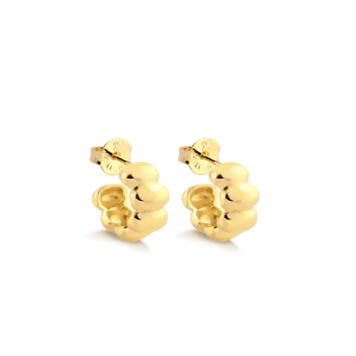 Argola Lisa Gomos 14mm Folheada a Ouro 18k