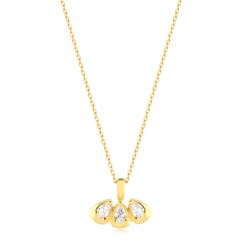 Gargantilha Três Gotas Zircônias Folheada a Ouro 18k