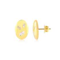 Brinco Oval Zircônias Geométricas Folheado a Ouro 18k