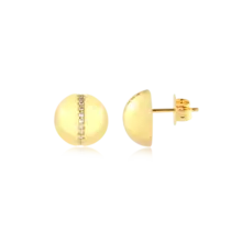 Brinco Meia Bola Fileira Zircônia Folheado a Ouro 18k