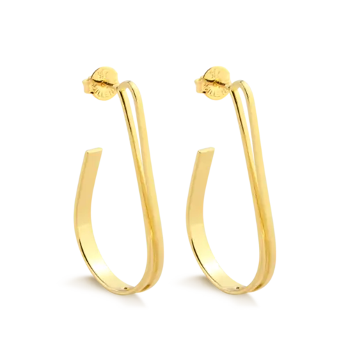 Argola Lisa Gota 45x24mm Folheada a Ouro 18k