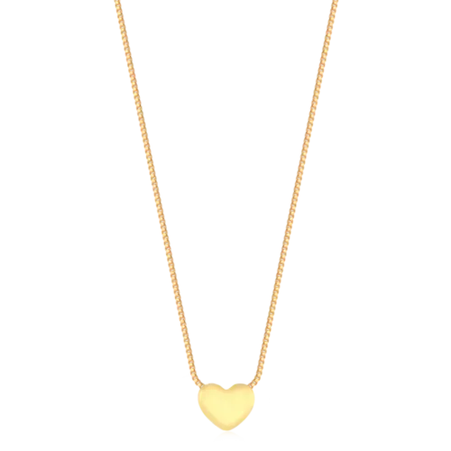 Gargantilha Coração Liso Folheado a Ouro 18k