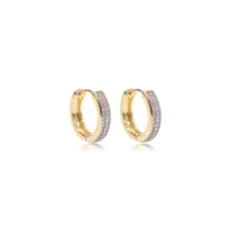 Argola Click 10mm Cravejada Folheada a Ouro 18k