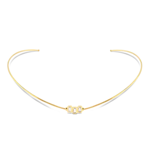 Aro Trio de Zircônia Retangular Folheado a Ouro 18k