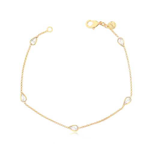 Pulseira Com Gotas de Zircônia Folheada a Ouro 18K