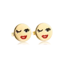 Brinco Emoji Piscando Folheada a Ouro 18k