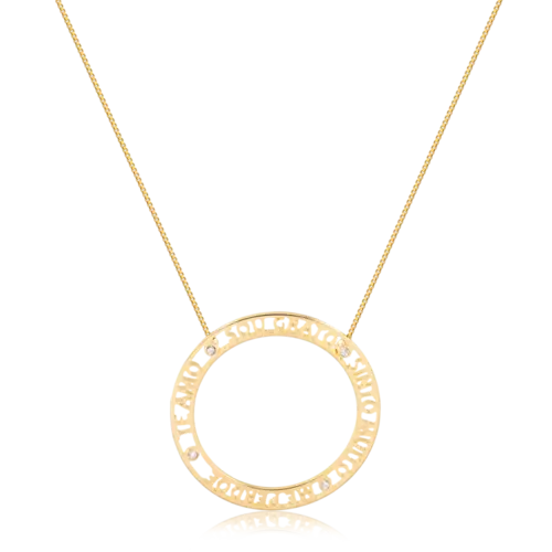 Gargantilha Redonda Vazada Te Amo/Sou Grato/Sinto Muito/Me Perdoe Folheada a Ouro 18K