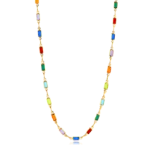 Gargantilha Choker Pedras Retangulares Coloridas Folheada a Ouro 18k