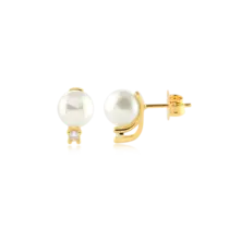 Brinco Perolado Ponto de Luz Folheado a Ouro 18k