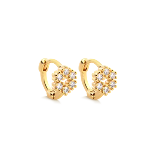 Argola Flor Cravejada Folheada a Ouro 18k