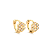 Argola Flor Cravejada Folheada a Ouro 18k