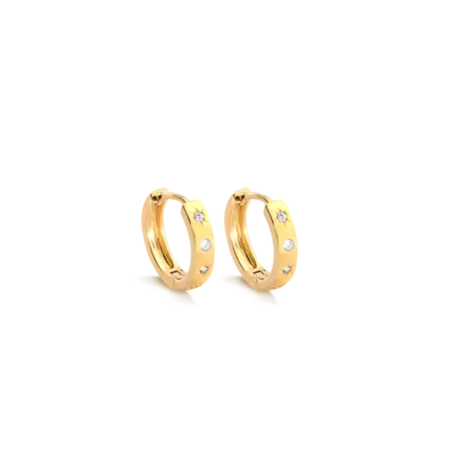 Argola Click 11mm Zircônia Cosmos Folheada a Ouro 18k