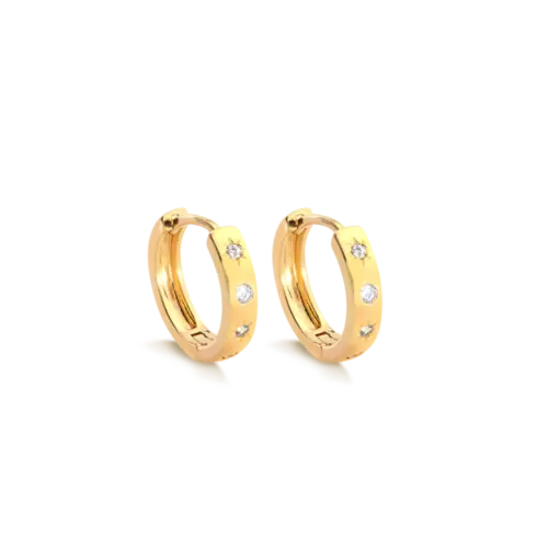 Argola Click 13mm Zircônia Cosmos Folheada a Ouro 18k