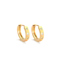 Argola Click 13mm Zircônia Cosmos Folheada a Ouro 18k