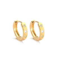 Argola Click 15mm Zircônia Cosmos Folheada a Ouro 18k