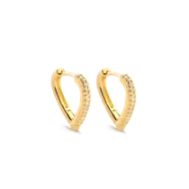 Argola Click 14mm Coração Cravejado Folheada a Ouro 18k