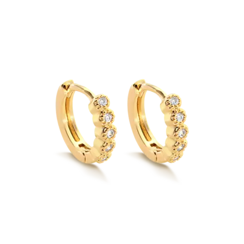 Argola Click 12mm Zircônia Folheada a Ouro 18k