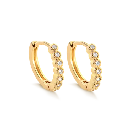 Argola Click 14mm Zircônia Folheada a Ouro 18k