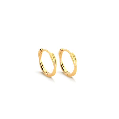 Argola Click 11mm Trançada Lisa Folheada a Ouro 18k