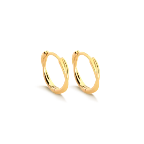 Argola Click 13mm Trançada Lisa Folheada a Ouro 18k