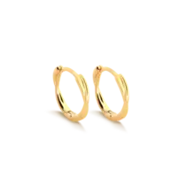 Argola Click 13mm Trançada Lisa Folheada a Ouro 18k