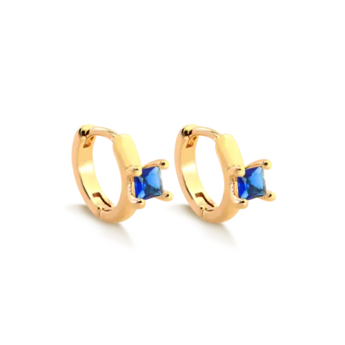 Argola Click Zircônia Quadrada Folheada a Ouro 18k