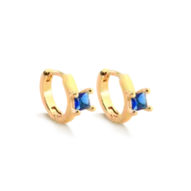 Argola Click Zircônia Quadrada Folheada a Ouro 18k