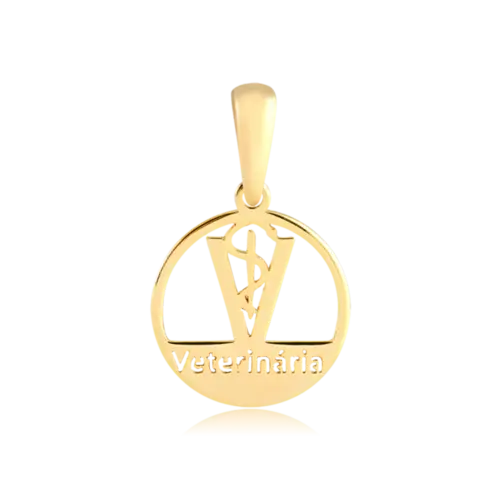 Pingente Veterinária Folheado a Ouro 18k