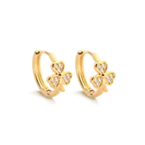 Argola Trevo Cravejado Folheado a Ouro 18k