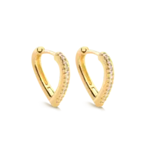 Argola Click 16mm Coração Cravejado Folheada a Ouro 18k