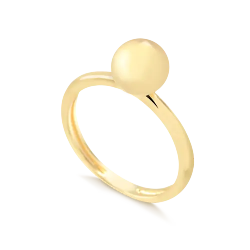 Anel Liso com Bola Folheado a Ouro 18k