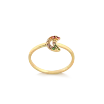 Anel Meia Lua Com Pedras de Zircônia Folheado a Ouro 18k