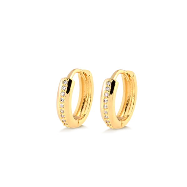 Argola de Click 12mm com Fileira de Pedras de Zircônia Folheada a Ouro 18k