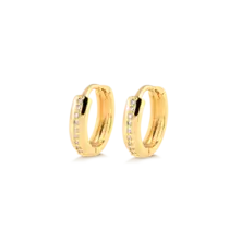 Argola de Click 12mm com Fileira de Pedras de Zircônia Folheada a Ouro 18k