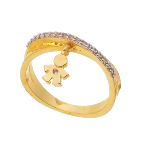 Anel Trançado Cravejado de Zircônia Menina Folheado a Ouro 18K
