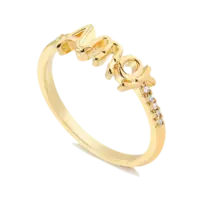 Anel Amor Cravejado com Pedras de Zircônia Folheado a Ouro 18K