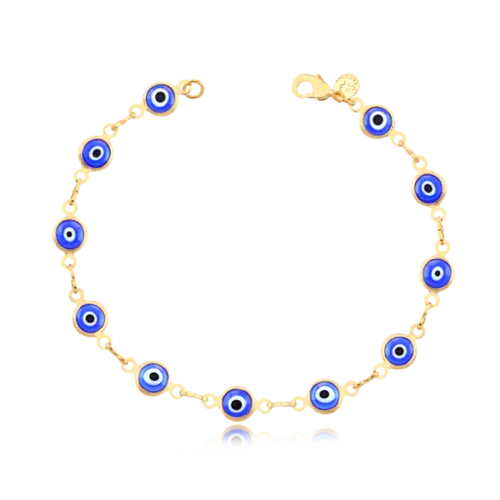Pulseira Olho Grego Folheada a Ouro 18K