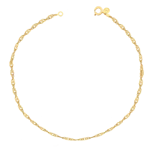Tornozeleira Singapura Folheada a Ouro 18k