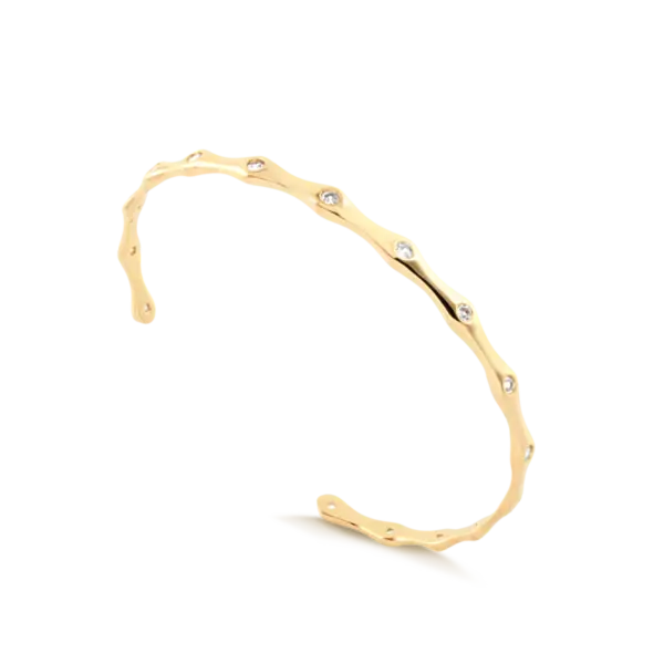 Bracelete Ondulado Com Zircônias Folheado a Ouro 18k