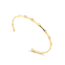 Bracelete Ondulado Com Zircônias Folheado a Ouro 18k