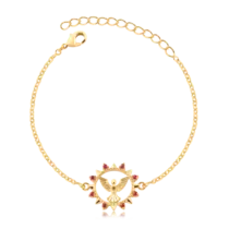 Pulseira Espírito Santo Zircônias Pink Folheado a Ouro 18k