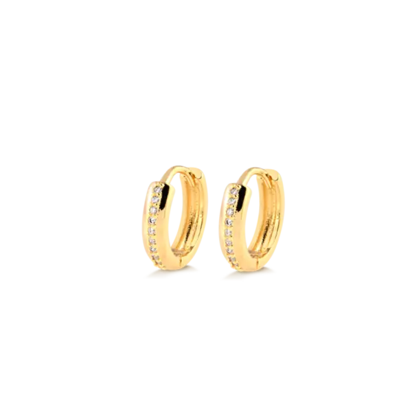 Argola de Click 10mm com Fileira de Pedras de Zircônia Folheada a Ouro 18k