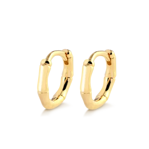 Argola Click Bambu 14mm Folheada a Ouro 18k