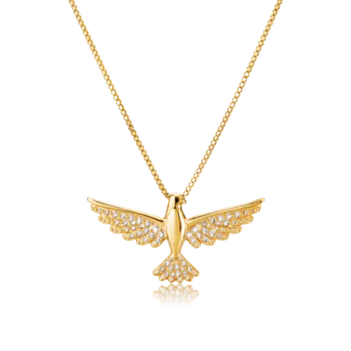 Pingente Espírito Santo Com Zircônias Folheado a Ouro 18k