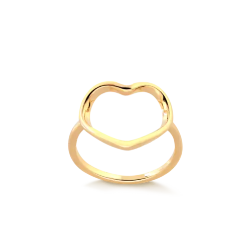 Anel Coração Vazado Folheado a Ouro 18k