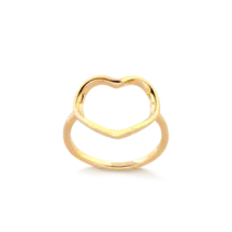 Anel Coração Vazado Folheado a Ouro 18k