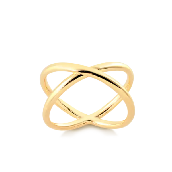 Anel X Vazado Folheado a Ouro 18k