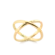 Anel X Vazado Folheado a Ouro 18k