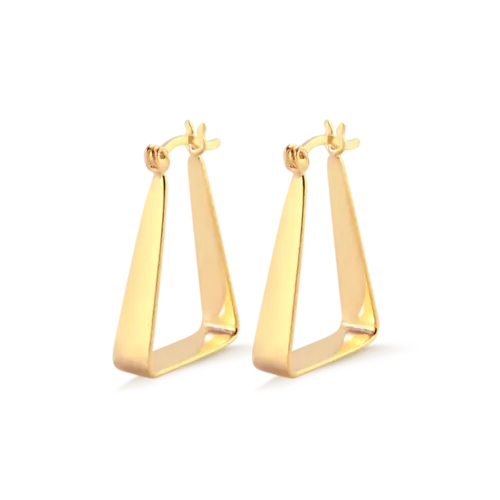 Argola Lisa Triangular 27x17mm Folheada a Ouro 18k