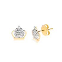 Brinco Coroa Com Pedras de Zircônia Folheado a Ouro 18k